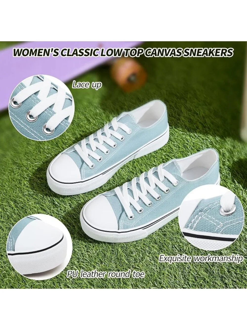 Women's Lake Green Flat Lace Up Comfortable Solid Casual Round Low Top Sneakers